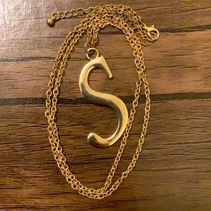 Initial gold S- Long Necklace- Never Used